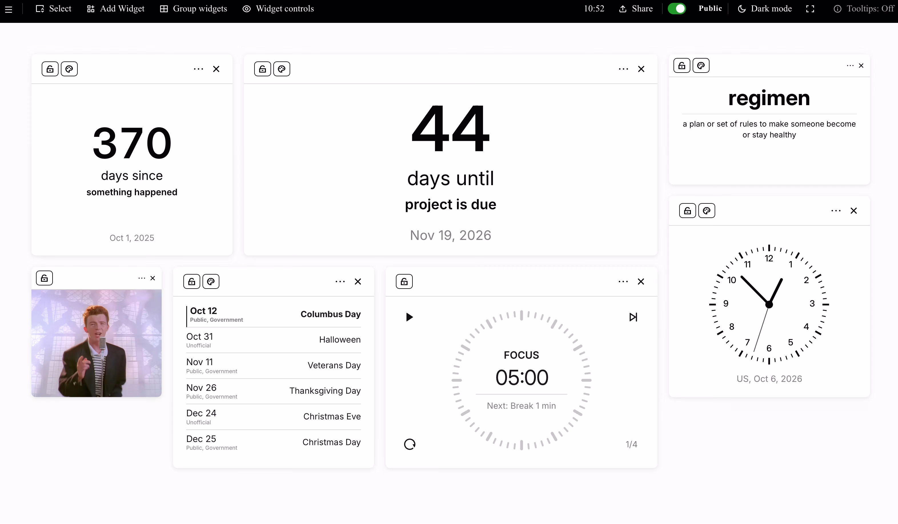 Specula Dashboard Example